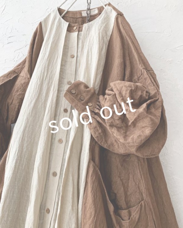 画像2: MARCHE' DE SOEUR／祈りのワンピース・アンティークブラウン×ファナージュミルク (2)