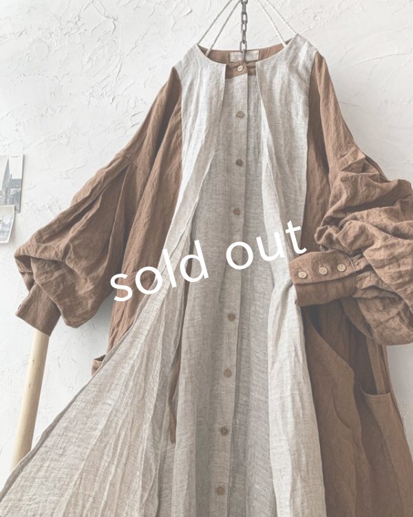 画像3: MARCHE' DE SOEUR／祈りのワンピース・アンティークブラウン×リトアニアジャガード (3)