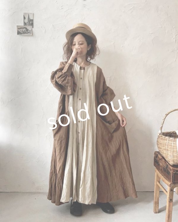 画像11: MARCHE' DE SOEUR／祈りのワンピース・アンティークブラウン×リトアニアジャガード (11)