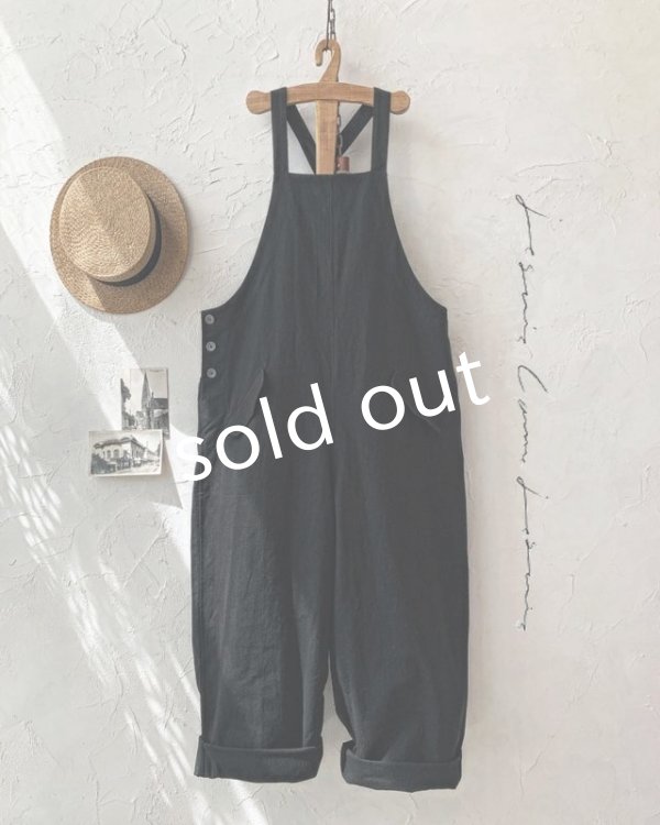 画像2: je suis comme je suis/piping pocket salopette・black (2)