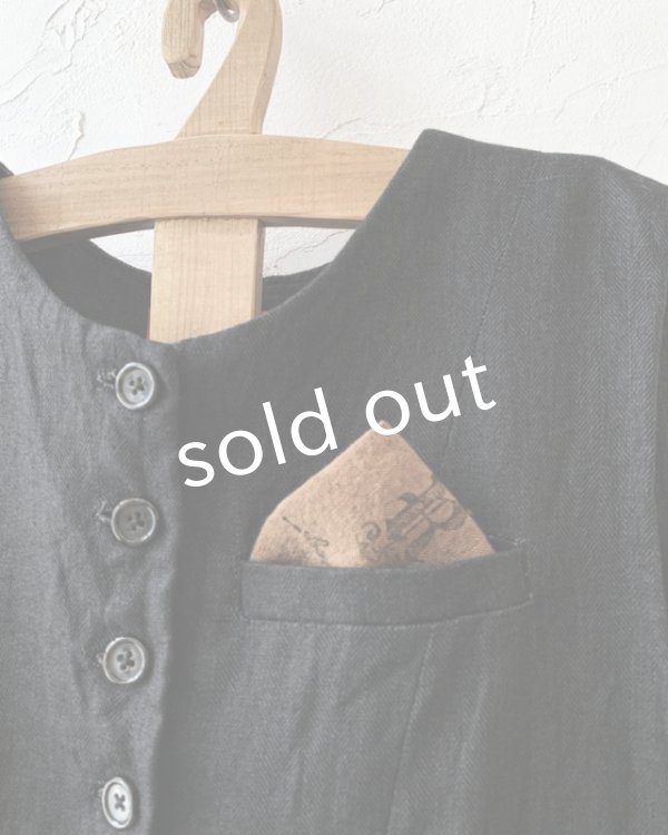 画像4: Reliure／ボタンベスト・ヘリンボーンブラック (4)