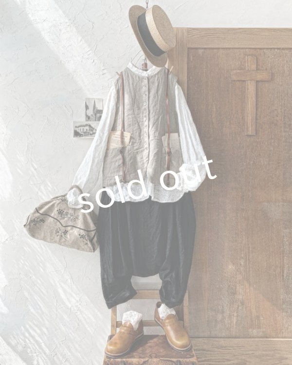 画像2: Reliure／サルエルパンツ・ヘリンボンブラック (2)