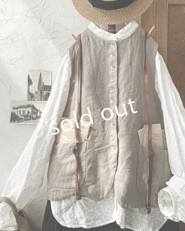 画像2: Reliure／ボタンベスト・リトアニアリネン (2)