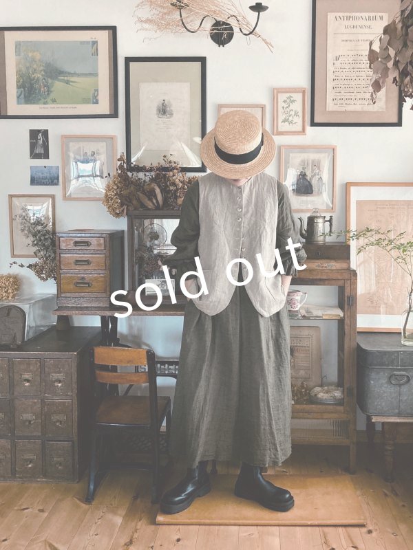 画像10: Reliure／ボタンベスト・リトアニアリネン (10)