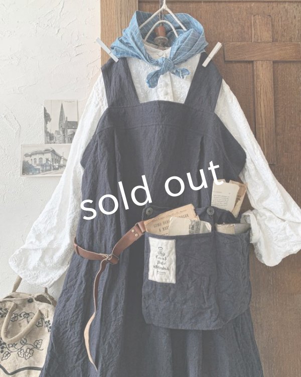 画像2: MARCHE' DE SOEUR／種蒔のエプロン・濃紺 (2)