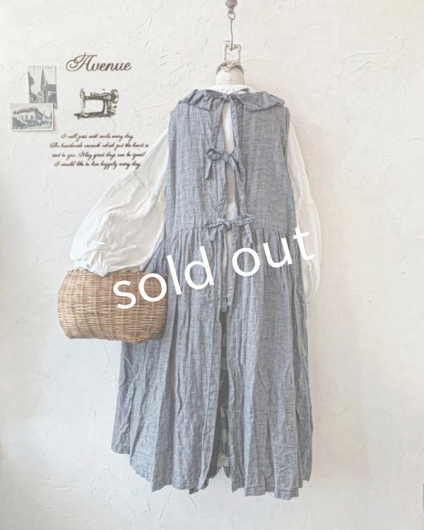 画像3: Avenue／後ろりぼんのフリルカラーワンピース・ネイビー (3)