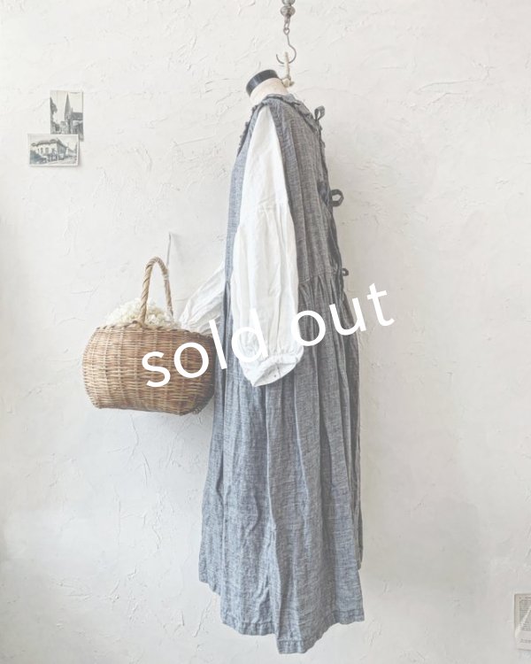 画像8: Avenue／後ろりぼんのフリルカラーワンピース・ネイビー (8)