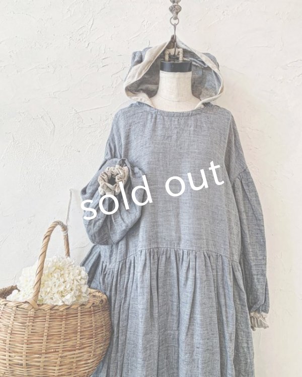 画像3: Avenue／バイカラーフードワンピース・ネイビー (3)