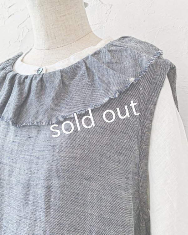 画像6: Avenue／後ろりぼんのフリルカラーワンピース・ネイビー (6)