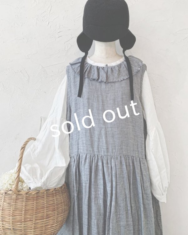 画像4: Avenue／後ろりぼんのフリルカラーワンピース・ネイビー (4)