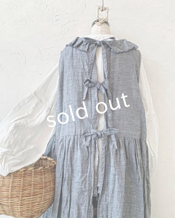 画像5: Avenue／後ろりぼんのフリルカラーワンピース・ネイビー (5)