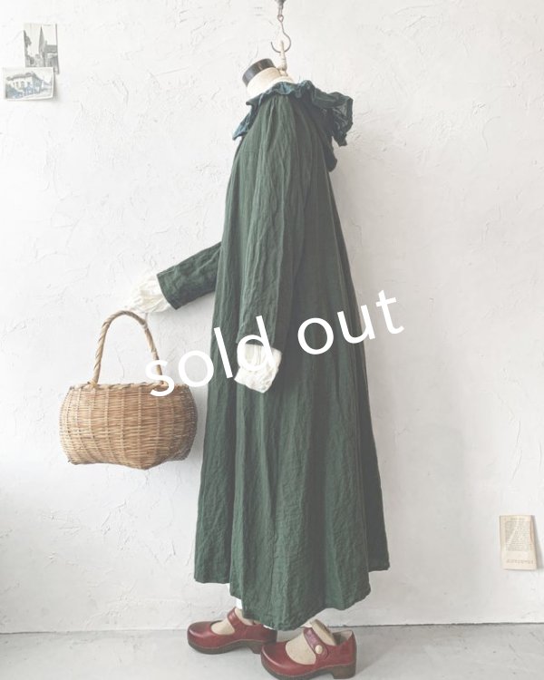 画像8: HALLELUJAH／Robe Medievale a Capuche フードドレス・dark green  (8)