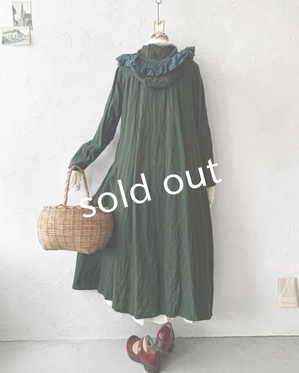 画像10: HALLELUJAH／Robe Medievale a Capuche フードドレス・dark green  (10)