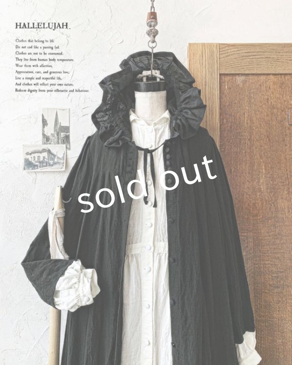 画像5: HALLELUJAH／Robe Medievale a Capuche フードドレス・black (5)