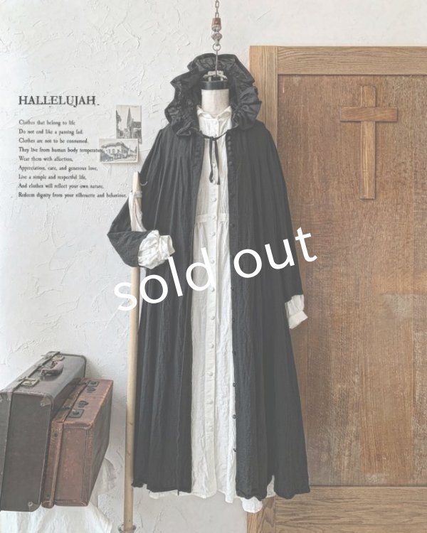画像4: HALLELUJAH／Robe Medievale a Capuche フードドレス・black (4)