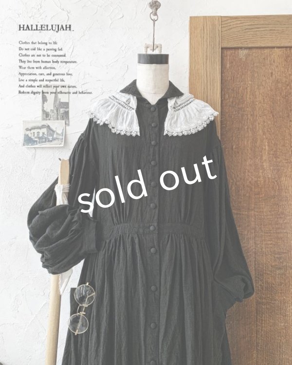 画像2: HALLELUJAH/Chemise a la Reine Robe 王女のシャツローブ・black (2)