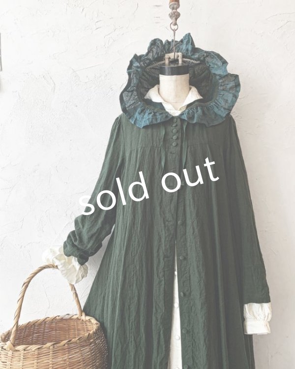 画像5: HALLELUJAH／Robe Medievale a Capuche フードドレス・dark green  (5)