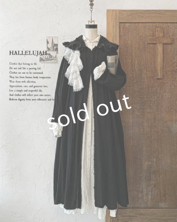 画像2: HALLELUJAH／Robe Medievale a Capuche フードドレス・black (2)