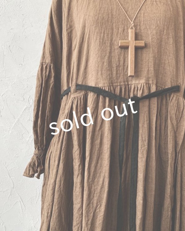 画像3: MARCHE' DE SOEUR／ラッフルウエストリボンワンピース・アンティークブラウン (3)