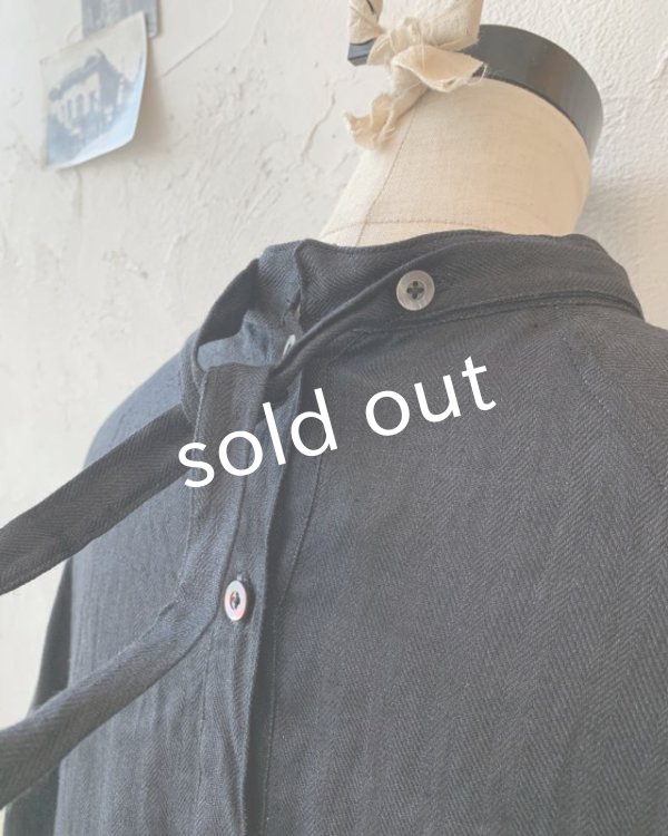 画像10: Reliure／へリンボンリネンワンピース・ネイビーブラック (10)