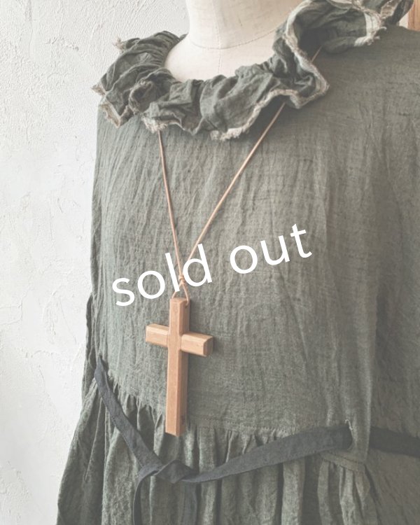 画像3: MARCHE' DE SOEUR／ラッフルウエストリボンワンピース・カーキ (3)