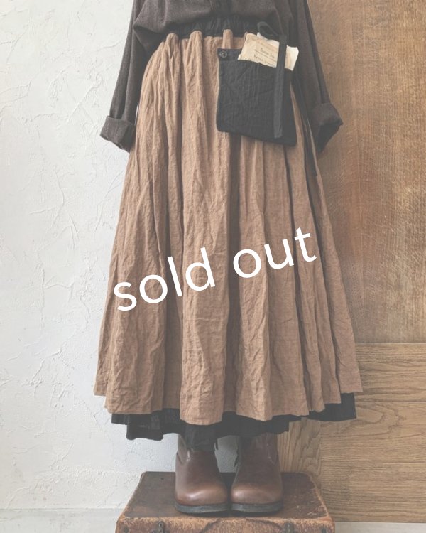 画像2: MARCHE' DE SOEUR/二枚仕立ての種蒔きポケットスカート・アンティークブラウン (2)