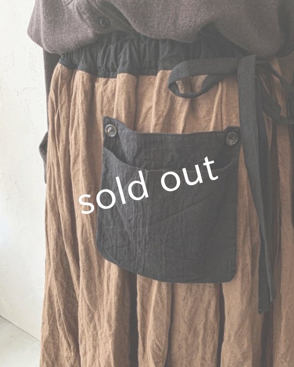 画像4: MARCHE' DE SOEUR/二枚仕立ての種蒔きポケットスカート・アンティークブラウン (4)