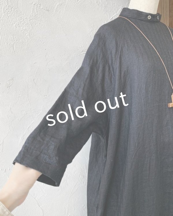 画像5: Reliure／へリンボンリネンワンピース・ネイビーブラック (5)