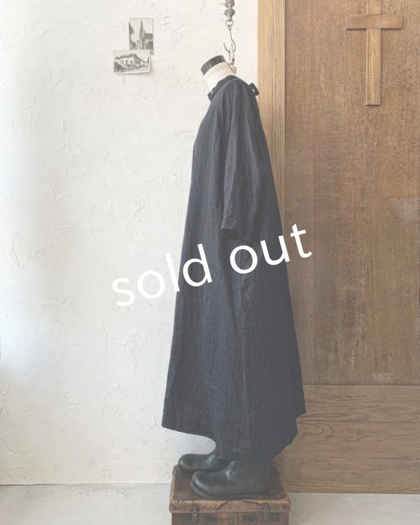 画像7: Reliure／へリンボンリネンワンピース・ネイビーブラック (7)