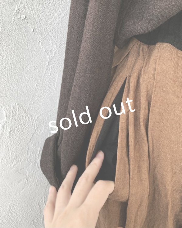 画像6: MARCHE' DE SOEUR/二枚仕立ての種蒔きポケットスカート・アンティークブラウン (6)