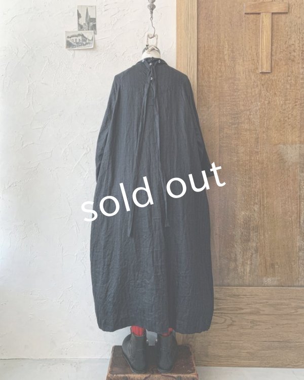 画像8: Reliure／へリンボンリネンワンピース・ネイビーブラック (8)