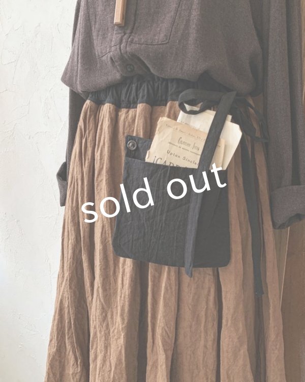 画像3: MARCHE' DE SOEUR/二枚仕立ての種蒔きポケットスカート・アンティークブラウン (3)