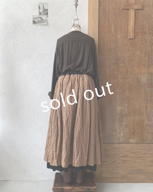 画像7: MARCHE' DE SOEUR/二枚仕立ての種蒔きポケットスカート・アンティークブラウン (7)