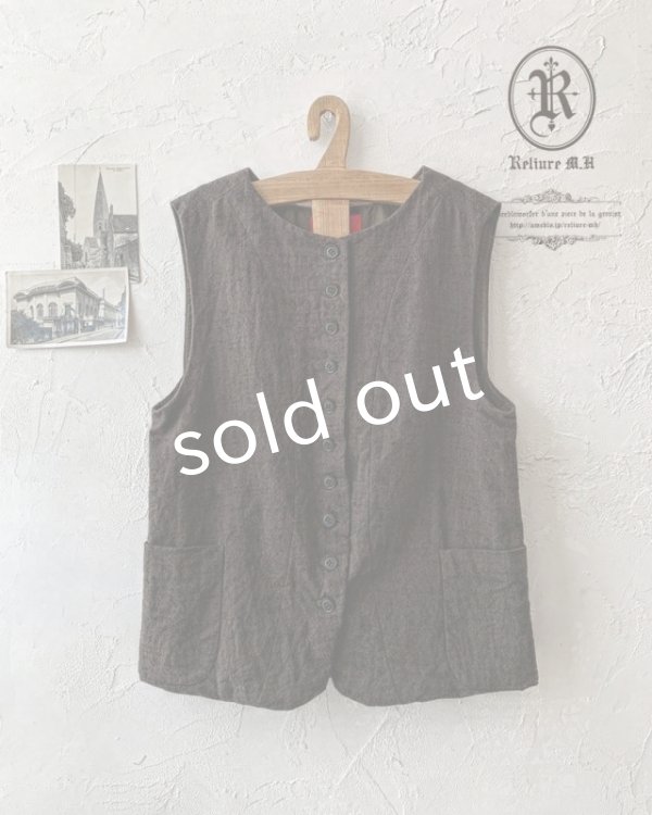 画像2: Reliure／ボタンベスト・ダークセピア (2)