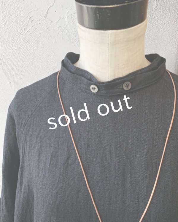 画像4: Reliure／へリンボンリネンワンピース・ネイビーブラック (4)