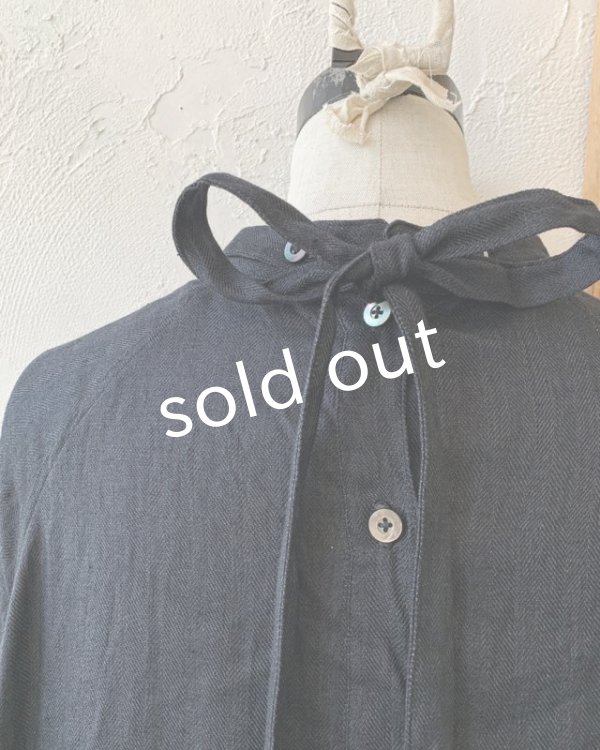 画像9: Reliure／へリンボンリネンワンピース・ネイビーブラック (9)