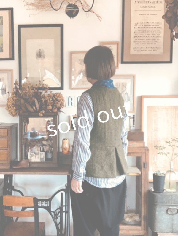画像2: Reliure／ボタンベスト・ウールフォレスト (2)
