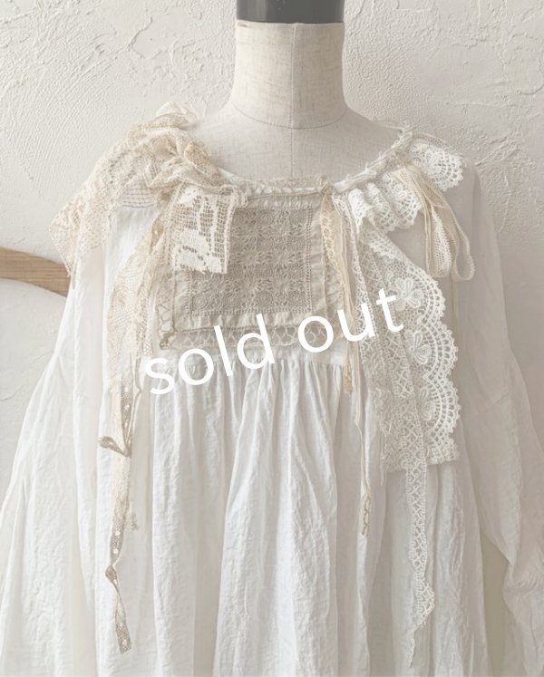 画像2: pollenbienco／アンティークレースのブラウス (2)