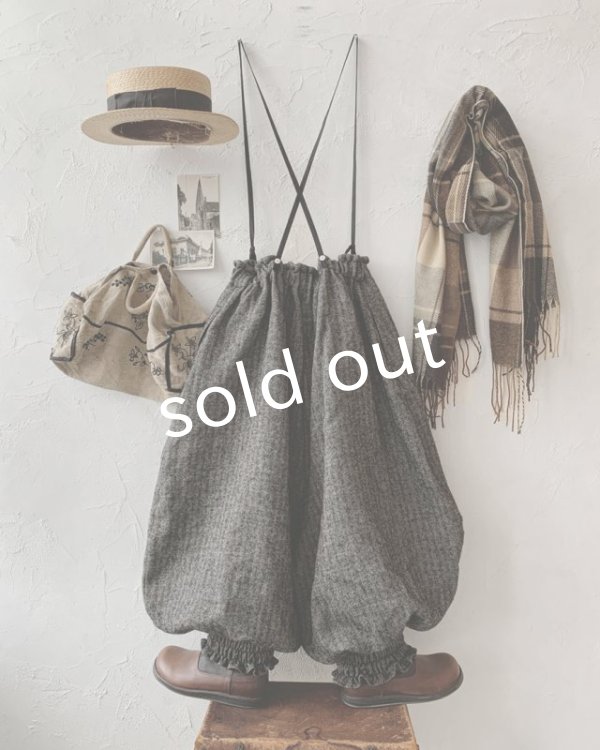 画像2: MARCHE' DE SOEUR／シェットランドウールヘリンボーン ピエロパンツ・チャコール (2)