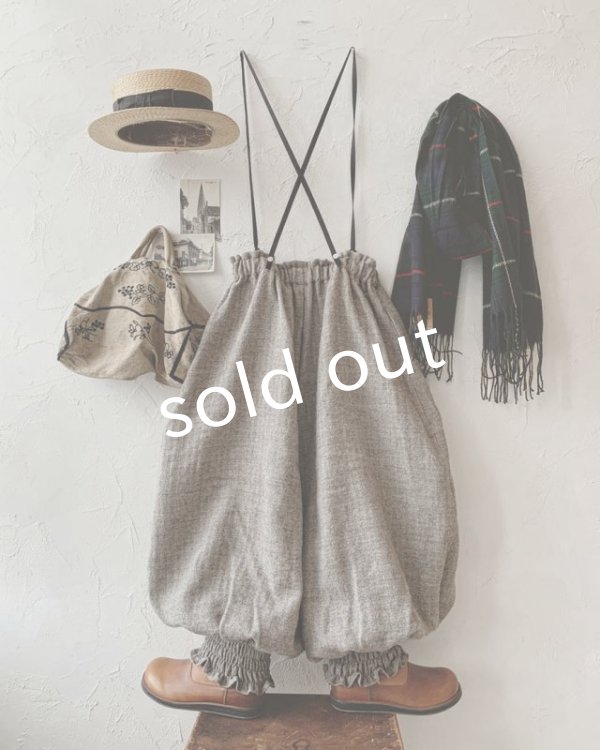 画像2: MARCHE' DE SOEUR／シェットランドウールヘリンボーン ピエロパンツ・モカベージュ (2)