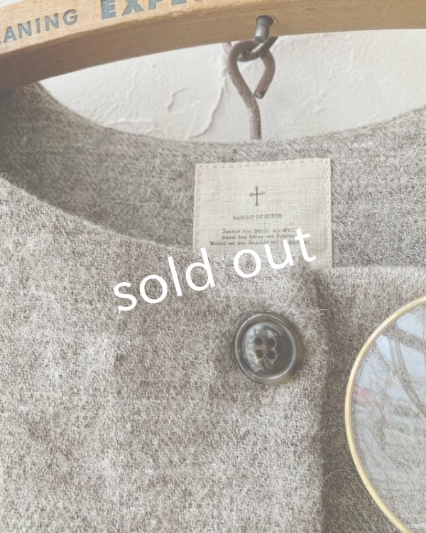 画像4: MARCHE' DE SOEUR／シェットランドウールへリンボーン ちびベスト・モカベージュ (4)