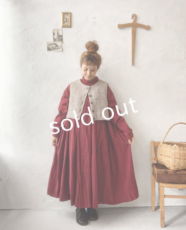 画像9: MARCHE' DE SOEUR／シェットランドウールへリンボーン ちびベスト・モカベージュ (9)