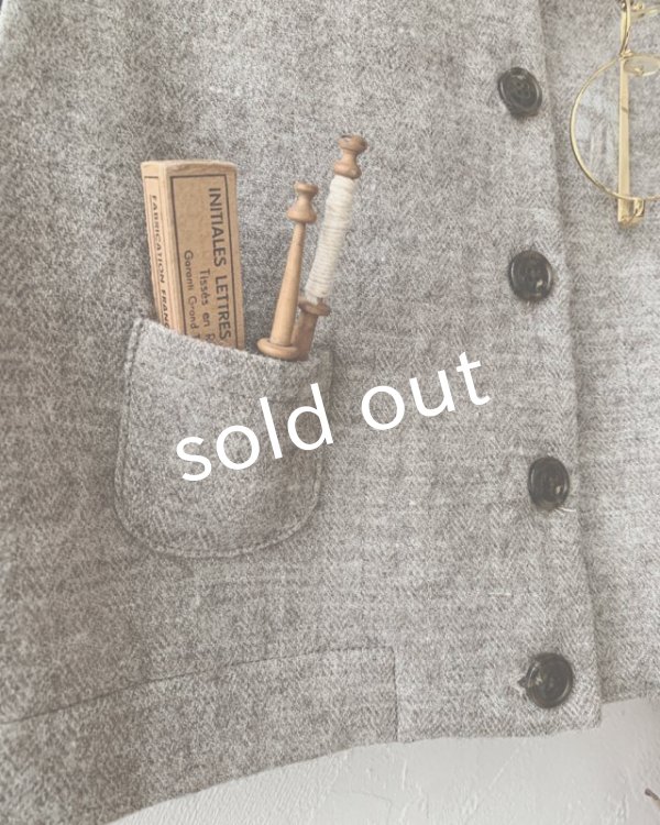 画像3: MARCHE' DE SOEUR／シェットランドウールへリンボーン ちびベスト・モカベージュ (3)