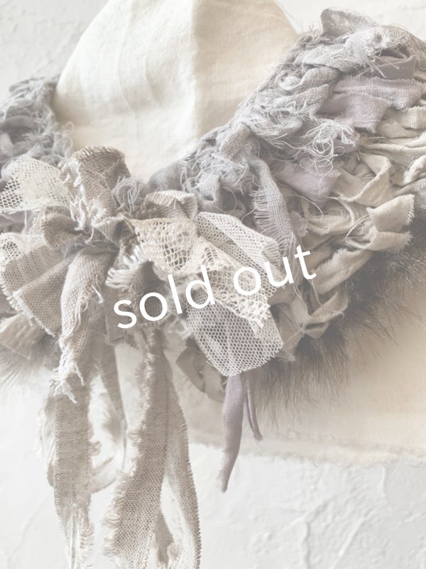 画像7: toromeco／裂き編みファーティペット・greige (7)