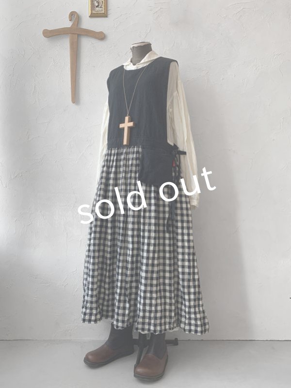 画像6: MARCHE' DE SOEUR／バッククロスワンピース・黒×ギンガム (6)