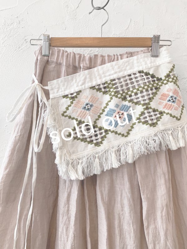 画像2: PERRY/ vintage emproidery tablier sk・pink (2)