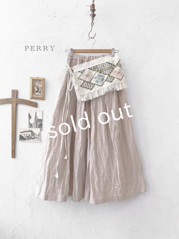 画像1: PERRY/ vintage emproidery tablier sk・pink (1)