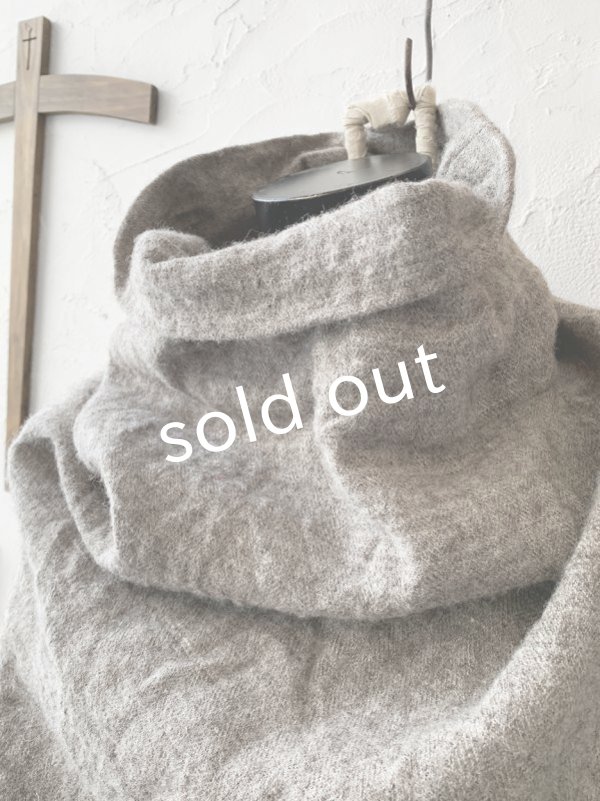 画像3: MARCHE' DE SOEUR／シェットランドウールへリンボーンポンチョ・モカベージュ (3)