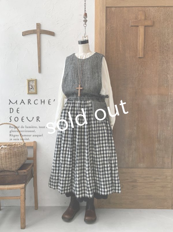 画像1: MARCHE' DE SOEUR／バッククロスワンピース・へリンボン×ギンガム (1)