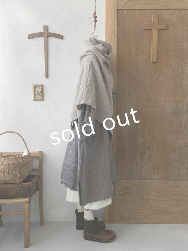 画像7: MARCHE' DE SOEUR／シェットランドウールへリンボーンポンチョ・モカベージュ (7)